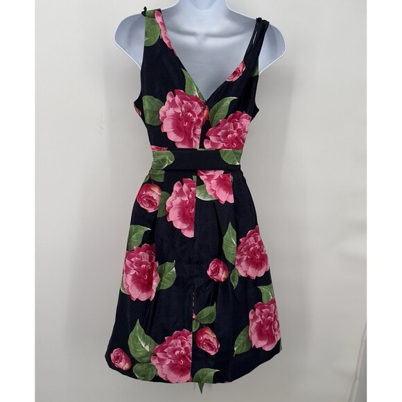 JESSICA HOWARD Sz 6  Flutter-Sleeve Black /pink  Floral Fit & Flare Short Dress - Picture 3 of 12